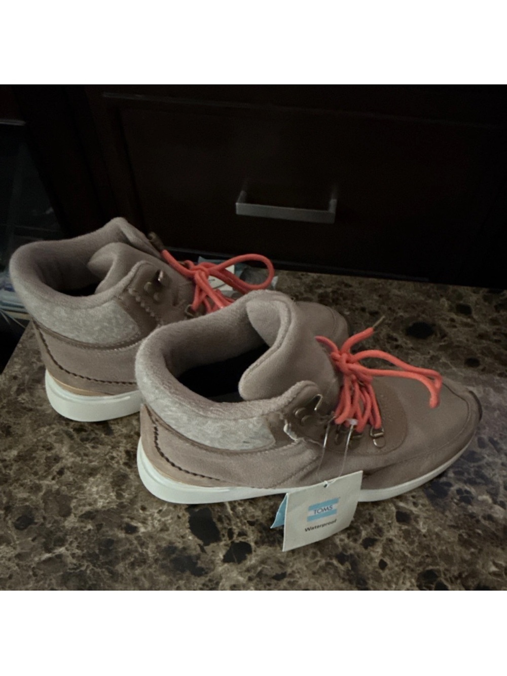TOMS Taupe Suede Hiker Sneakers with Coral Laces